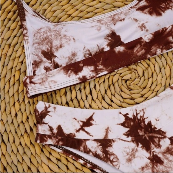 ✨Brown and White Tie Dye Bikini Set - Picture 3 of 12